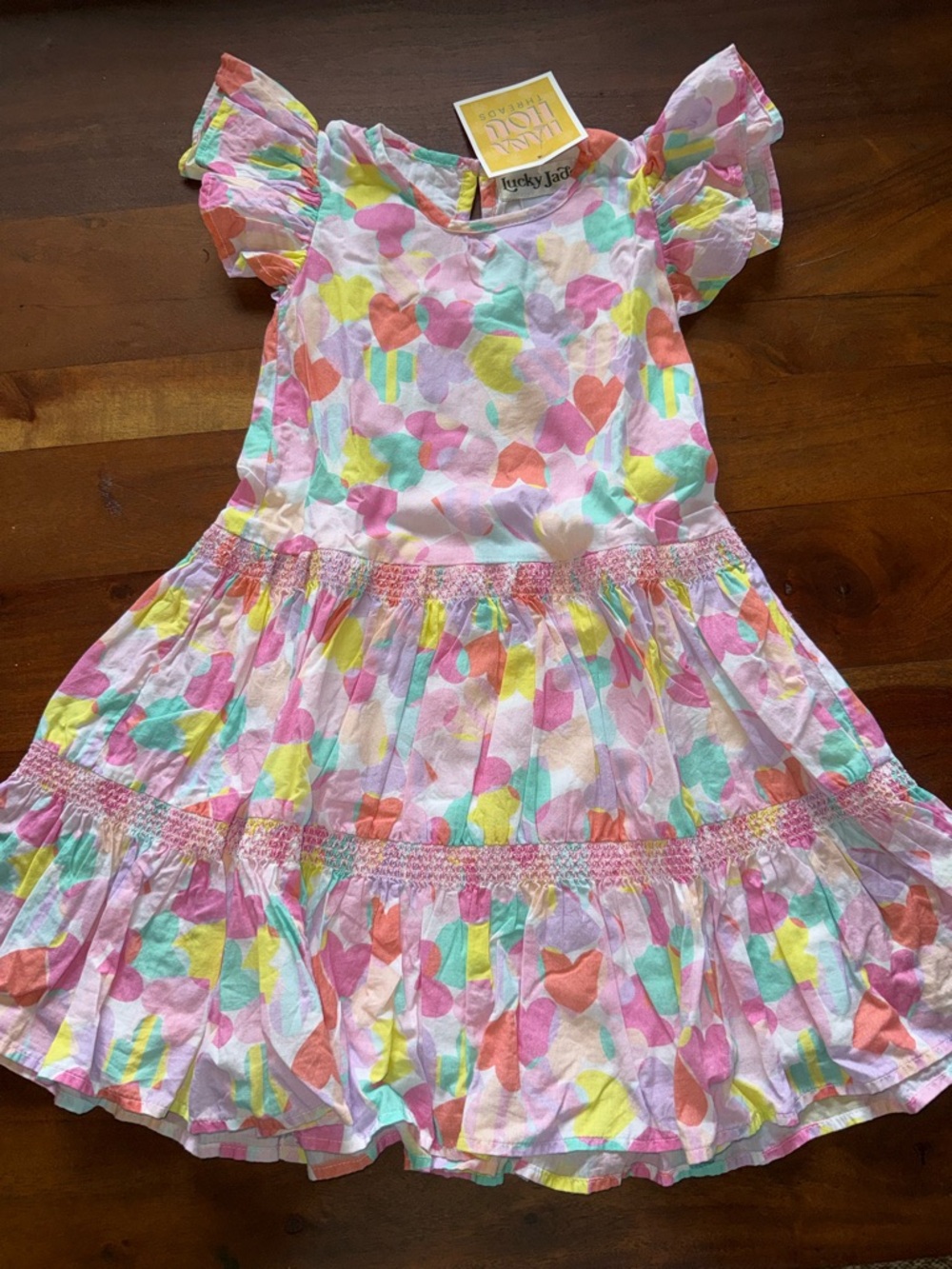 Lucky Jade Multicolor Heart-Print Ruffle Tiered‎ Dress